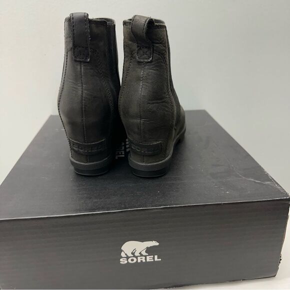 Sorel‎ Joan of Arctic II black leather wedges booties boots women's 7 NL3022-010 - Picture 4 of 7